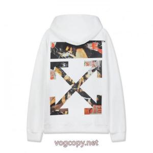 off white 25 ss新型フィギュア矢印460 gゆったり版フードパーカー