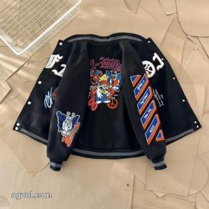 OFF WHITE腕章ミツバチ貼りタオル刺繍野球ウェアコート
