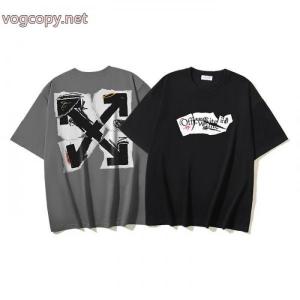 海外限定 品質保証安い 2026秋冬新作オフホワイト偽 ブランド半袖Tシャツ