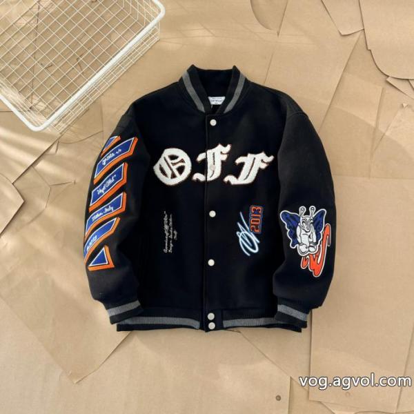OFF WHITE腕章ミツバチ貼りタオル刺繍野球ウェアコート 0 